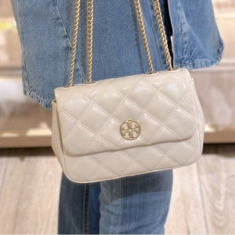 BRAND NEW GORGEOUS TIMELESS Tory Burch Willa Small Shoulder Bag Brie Cream - Picture 3 of 10